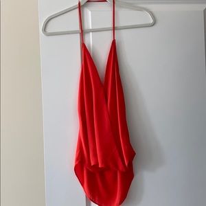 Halter open back silk tank